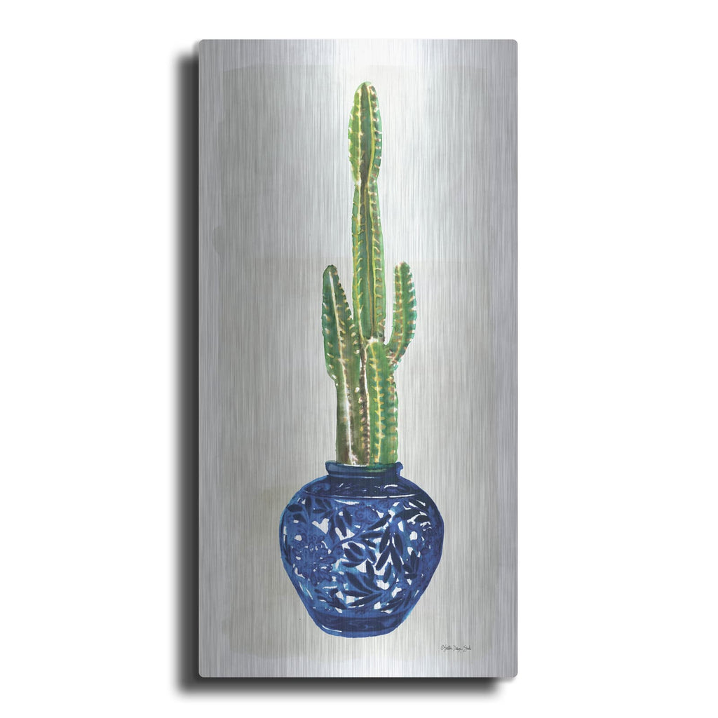 'Cacti in Blue Pot 1' by Stellar Design Studio – Metal Wall Art