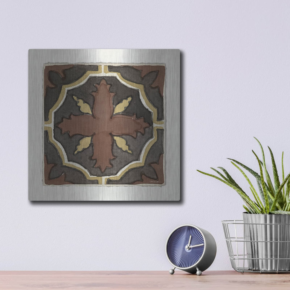 'Moroccan Tile Pattern V' by Stellar Design Studio – Metal Wall Art, 12x12 room view