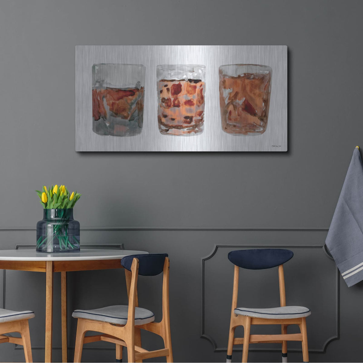 'Bourbon Glasses 2' by Stellar Design Studio – Metal Wall Art, 48x24 room view