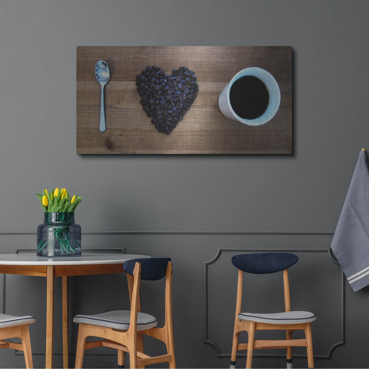 'I Love Coffee' by Nicklas Gustafsson – Metal Wall Art, 48x24 room view