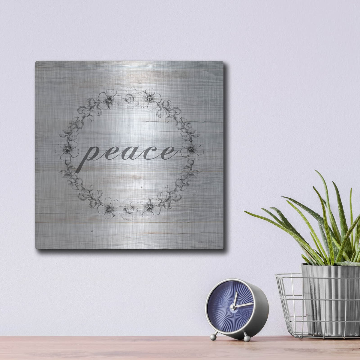'Peace' by Bluebird Barn – Metal Wall Art, 12x12 room view