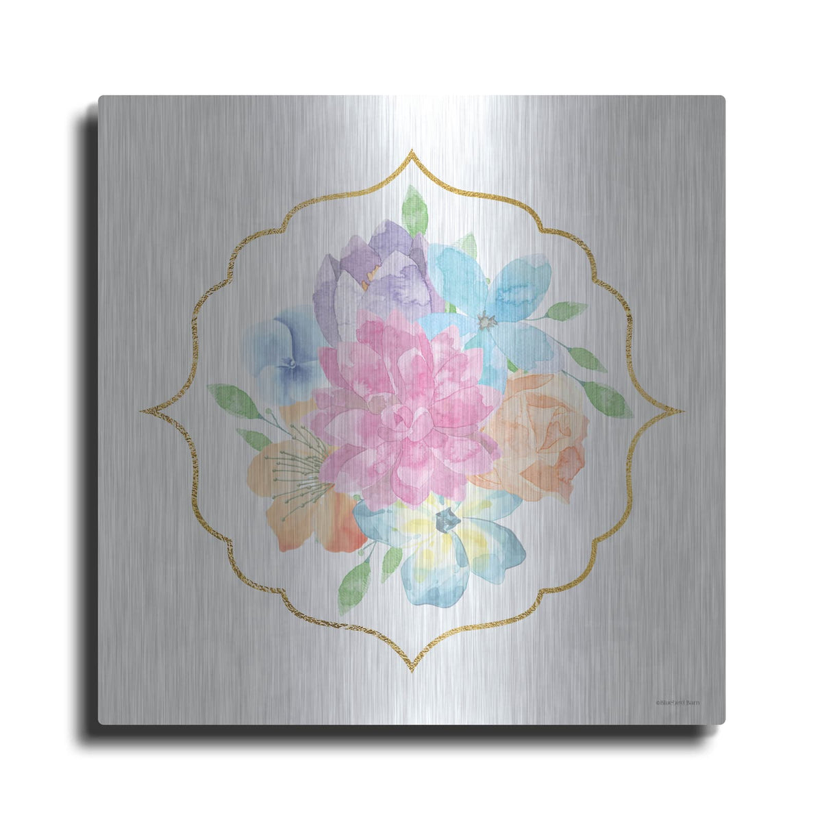 'Floral Center Flower' by Bluebird Barn – Metal Wall Art