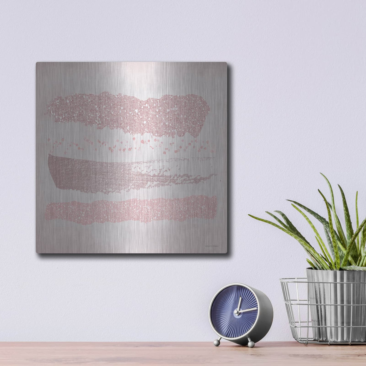 'Pink Glitter I' by Bluebird Barn – Metal Wall Art, 12x12 room view