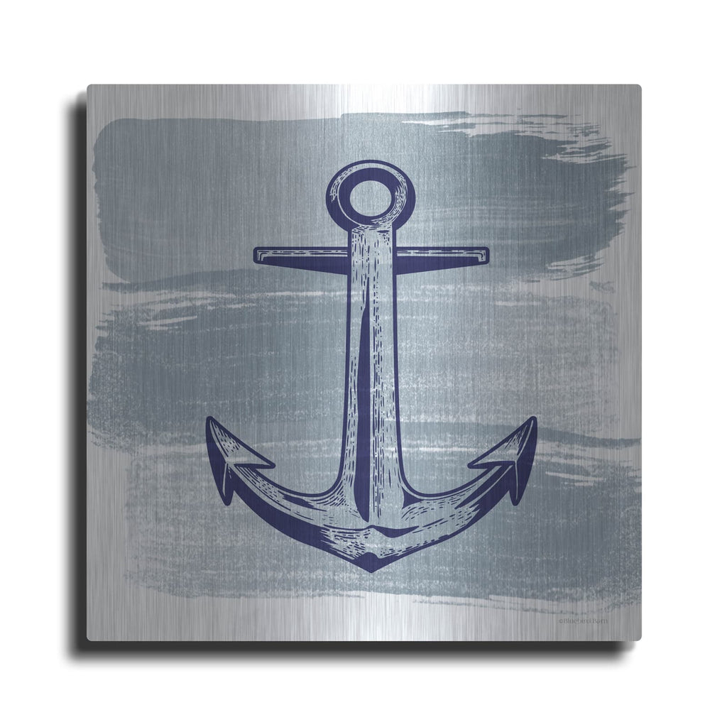 'Brushed Midnight Blue Anchor' by Bluebird Barn – Metal Wall Art