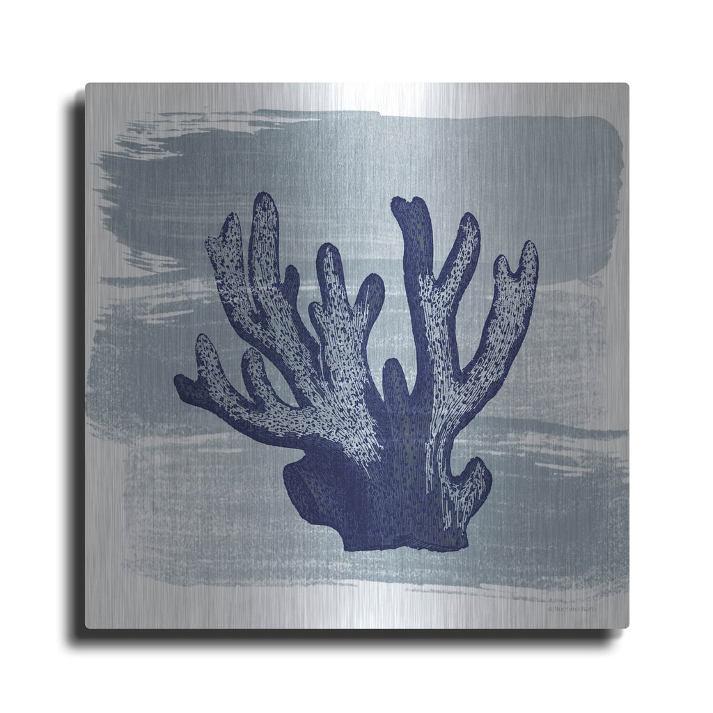 'Brushed Midnight Blue Elkhorn Coral' by Bluebird Barn – Metal Wall Art