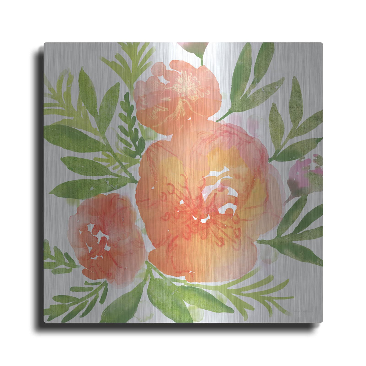 'Peachy Floral I' by Bluebird Barn – Metal Wall Art