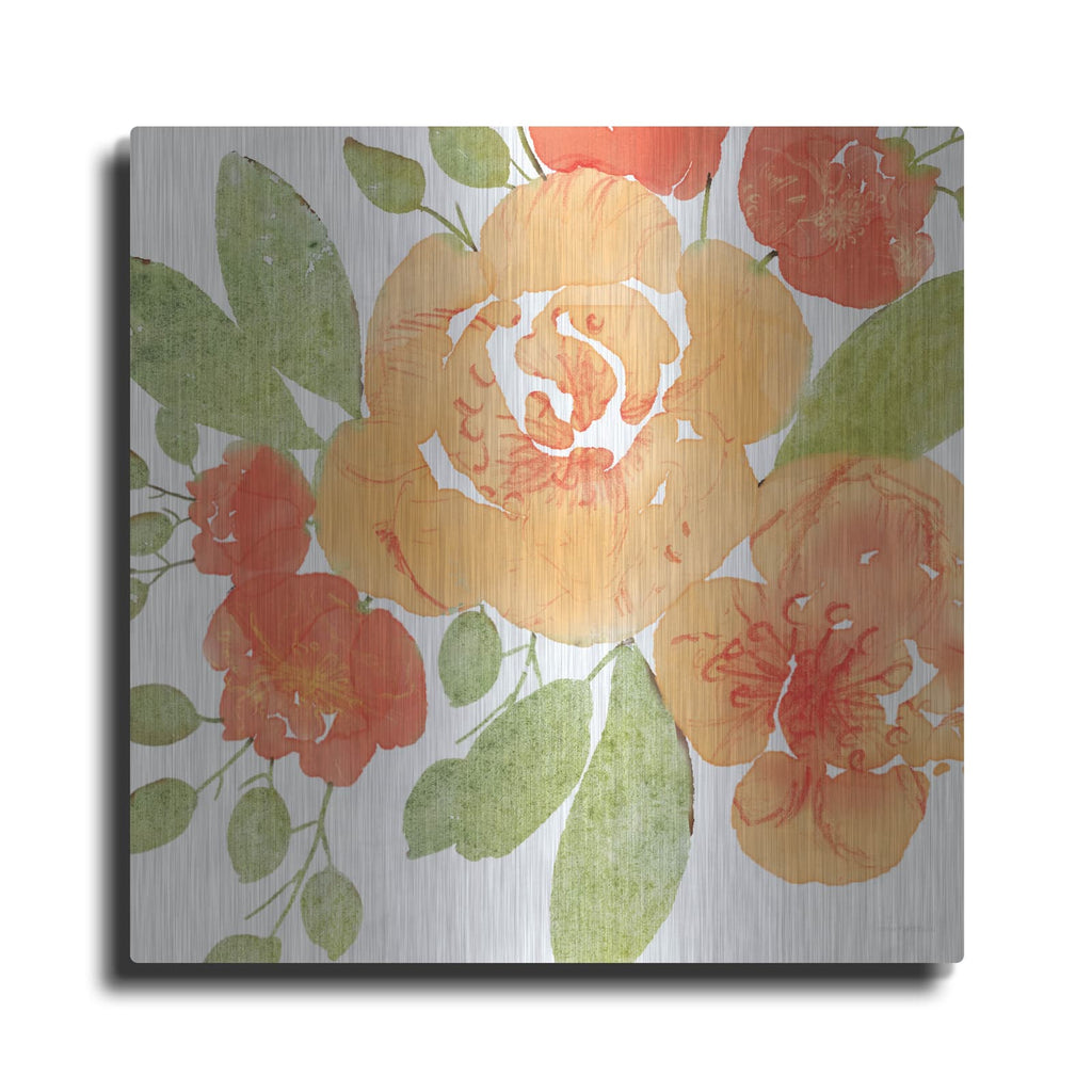 'Peachy Floral II' by Bluebird Barn – Metal Wall Art