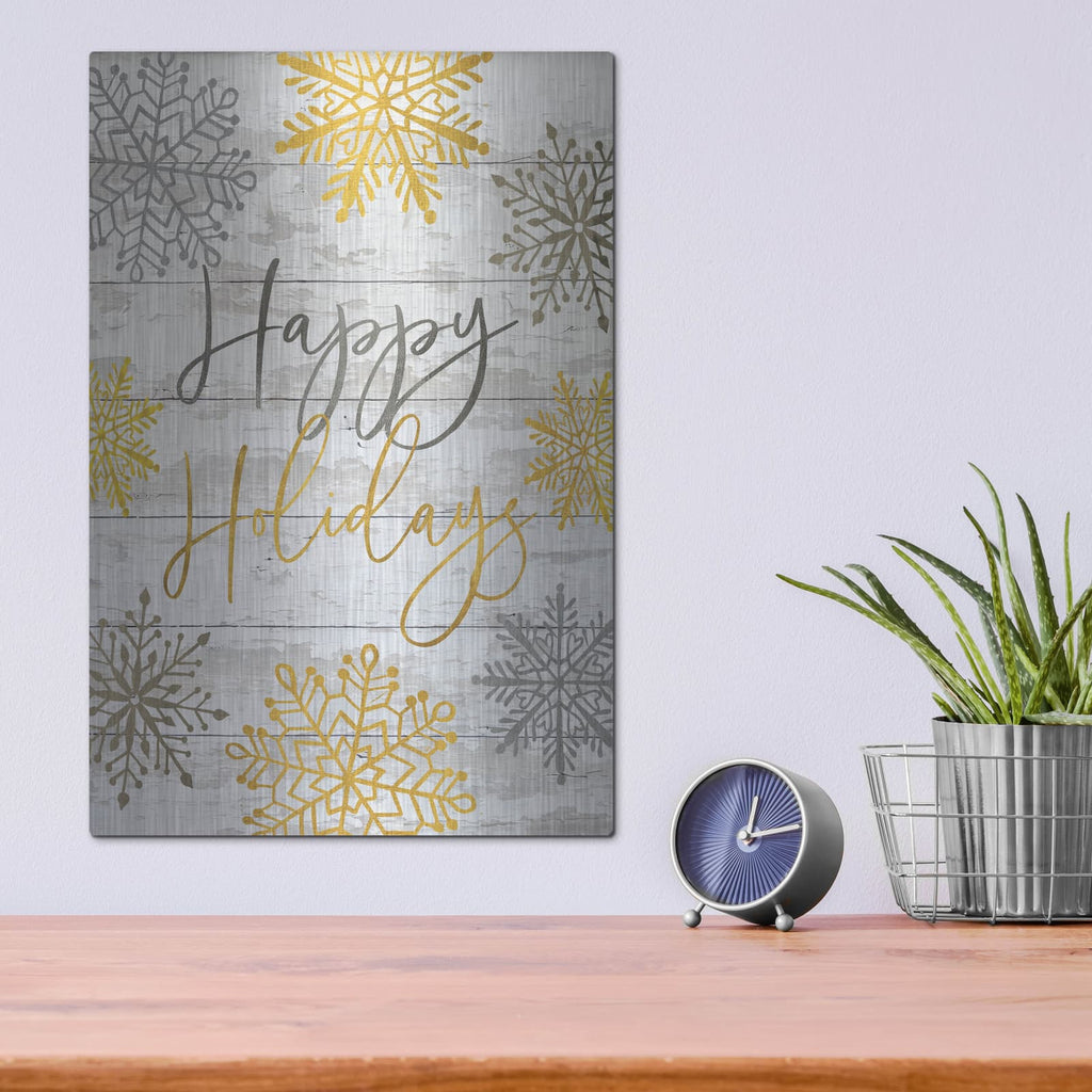 'Happy Holidays Snowflakes' by Cindy Jacobs – Metal Wall Art, 12x16 room view