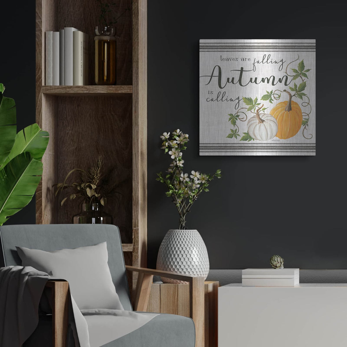 'Autumn is Calling' by Cindy Jacobs – Metal Wall Art, 24x24 room view