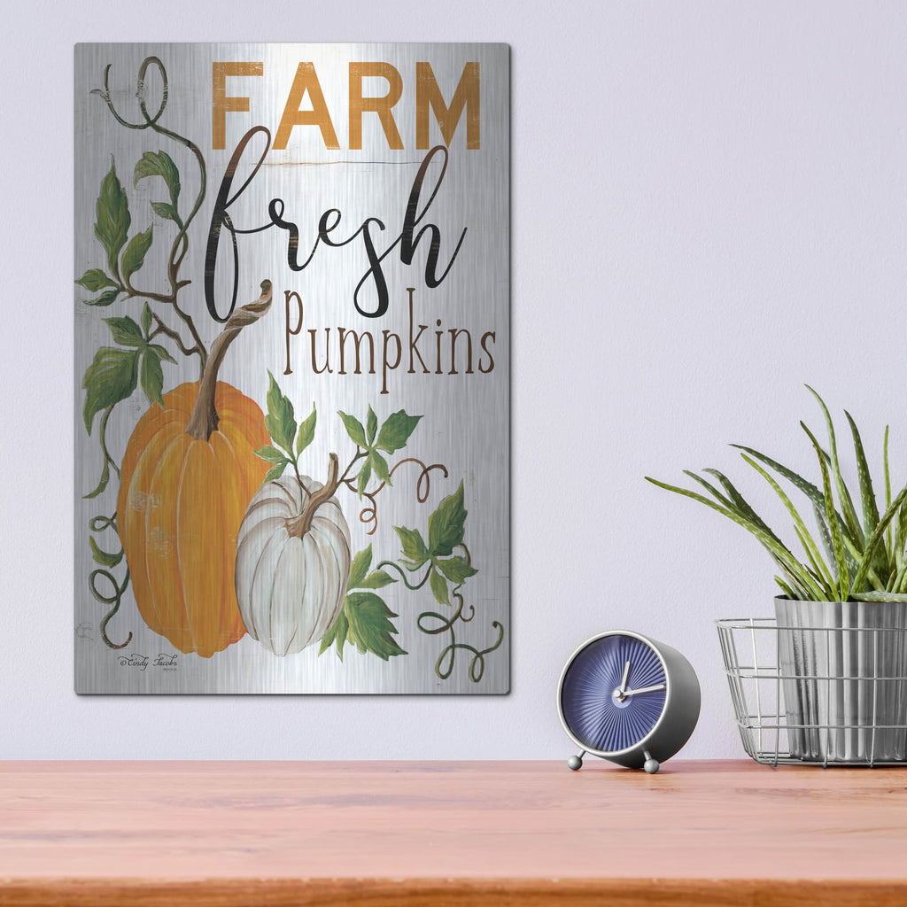 'Farm Fresh Pumpkins' by Cindy Jacobs – Metal Wall Art, 12x16 room view