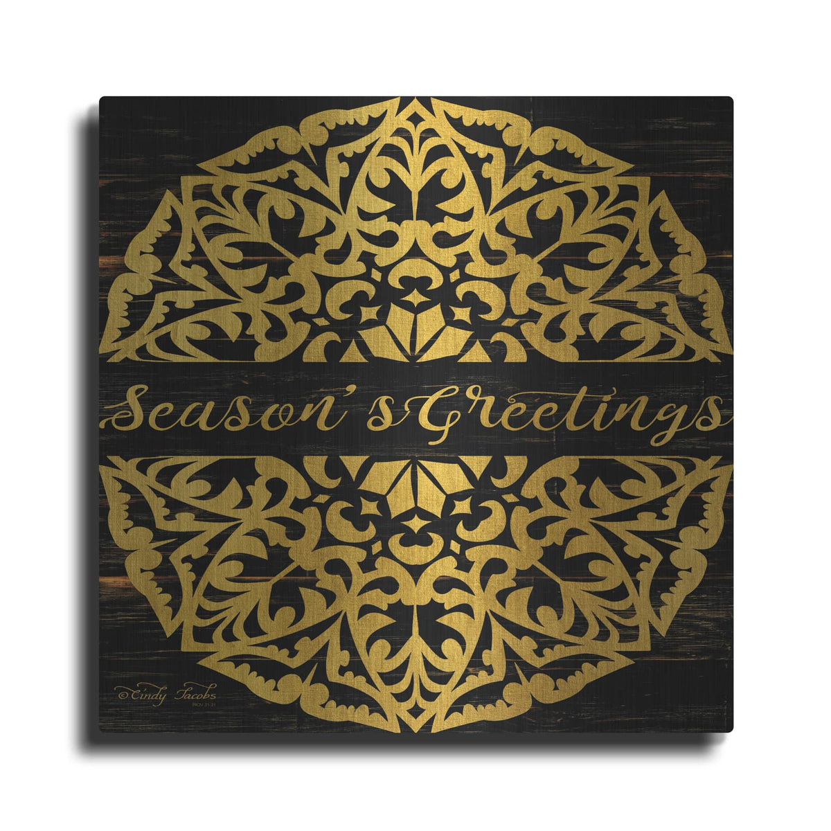 'Season's Greetings Mandala II' by Cindy Jacobs – Metal Wall Art