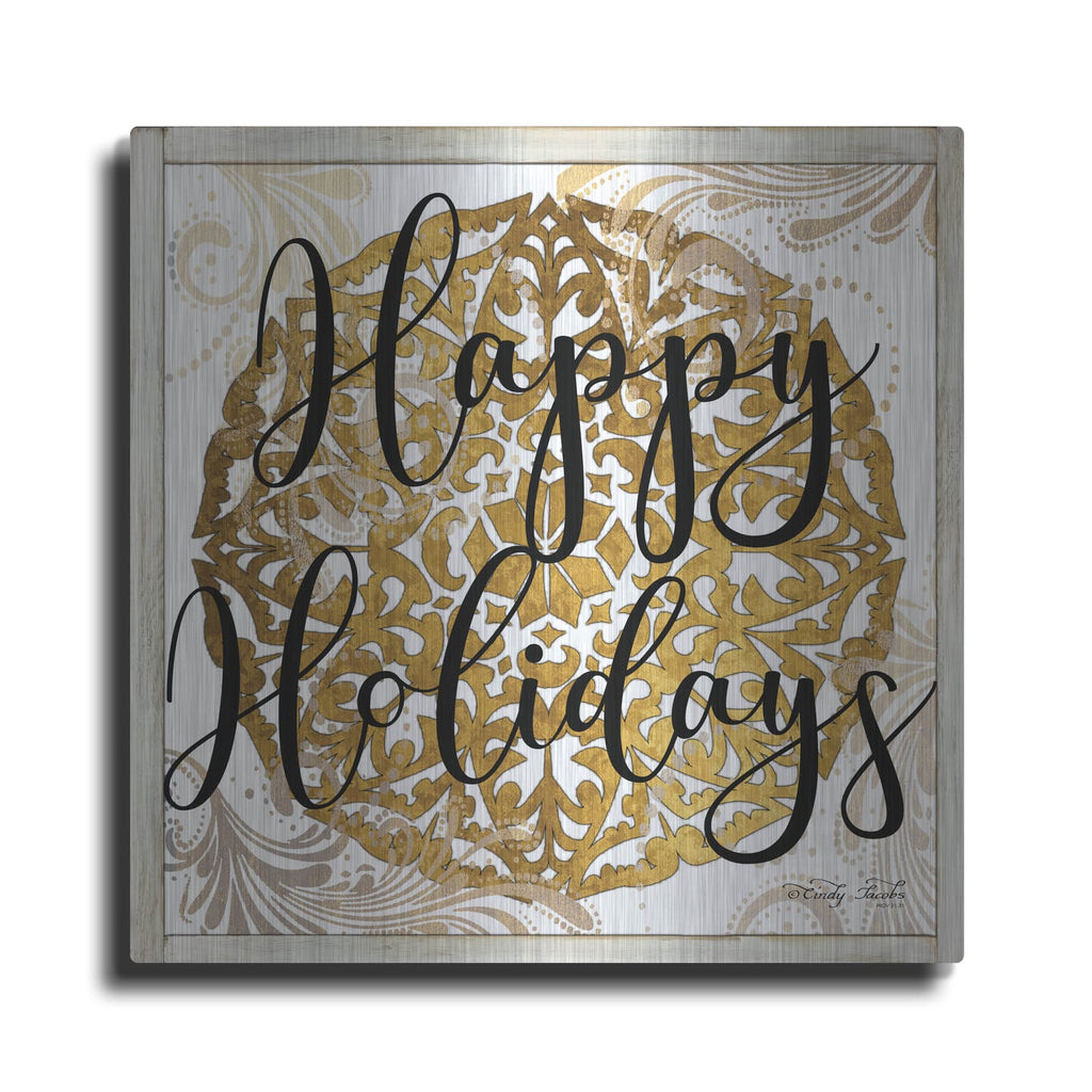 'Happy Holidays Mandala II' by Cindy Jacobs – Metal Wall Art