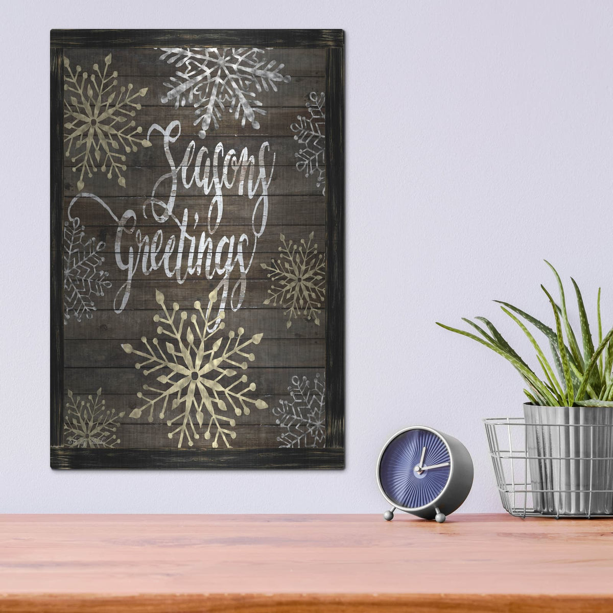 'Snowflake Seasons Greetings' by Cindy Jacobs – Metal Wall Art, 12x16 room view