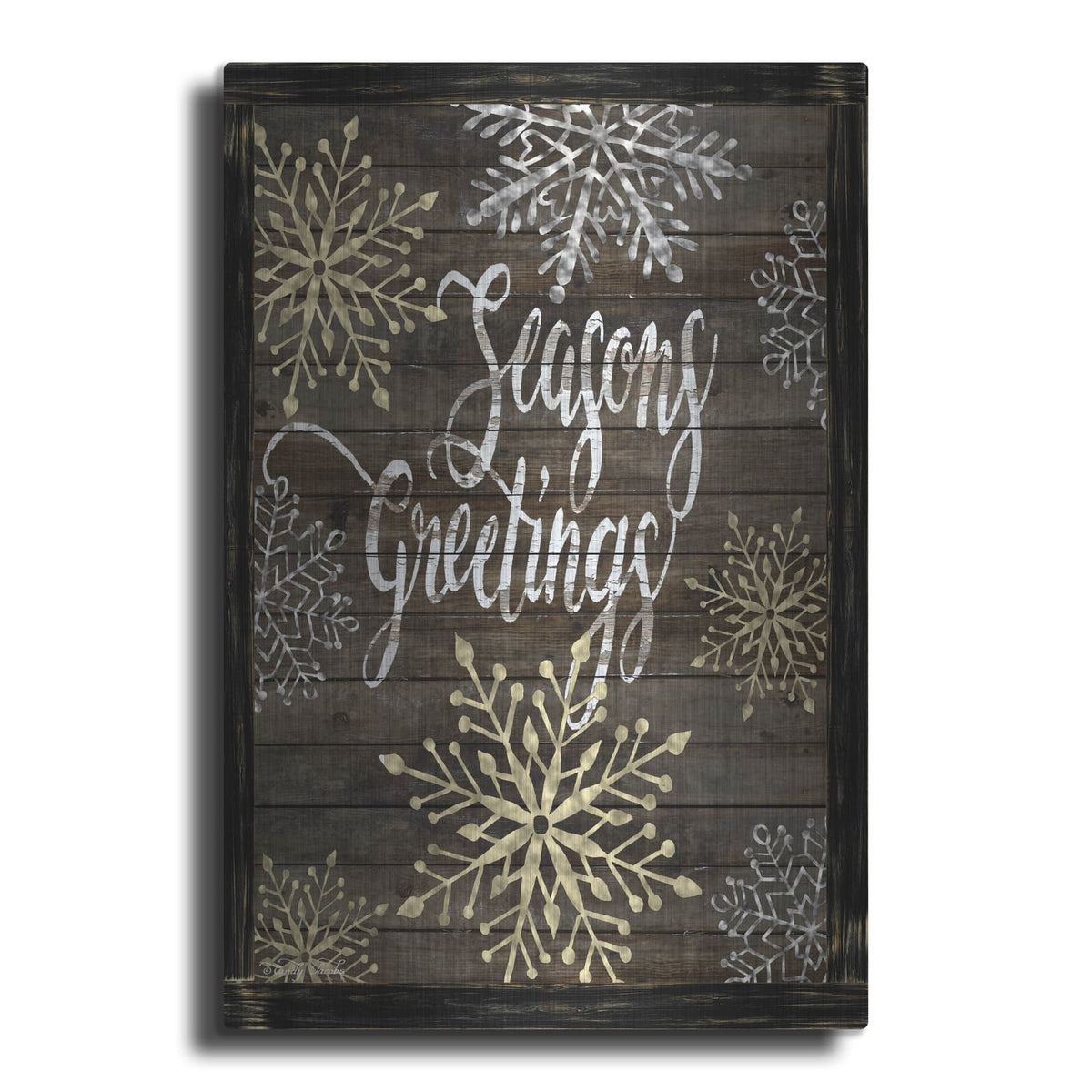 'Snowflake Seasons Greetings' by Cindy Jacobs – Metal Wall Art