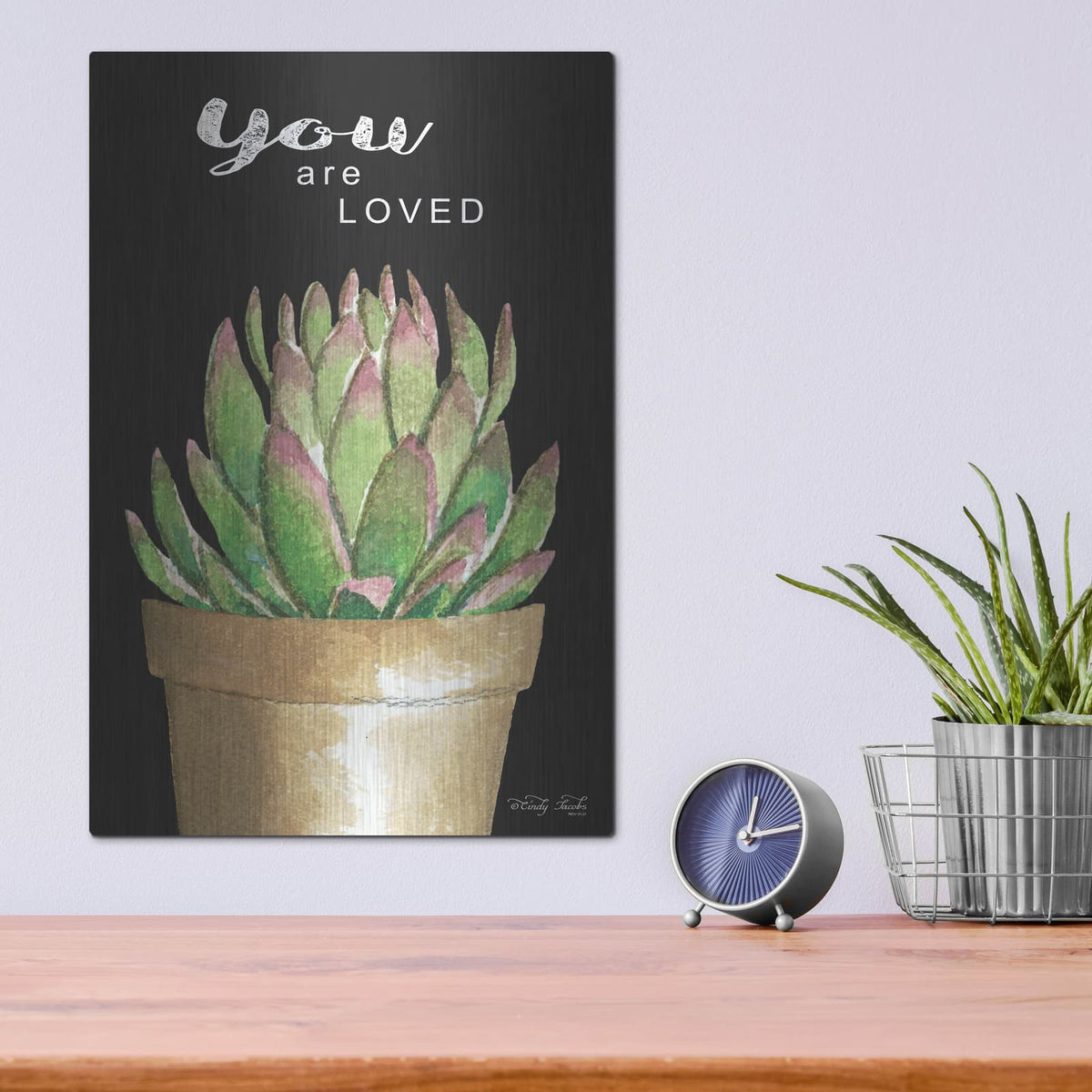 'You Are Loved Cactus' by Cindy Jacobs – Metal Wall Art, 12x16 room view