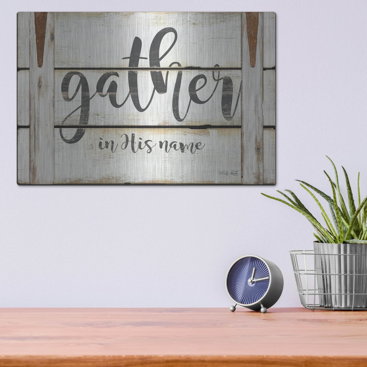 'Gather in His Name' by Cindy Jacobs – Metal Wall Art, 16x12 room view