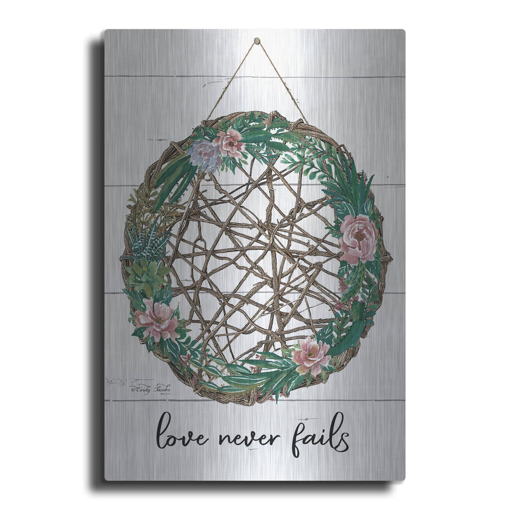 'Love Never Fails 3' by Cindy Jacobs – Metal Wall Art