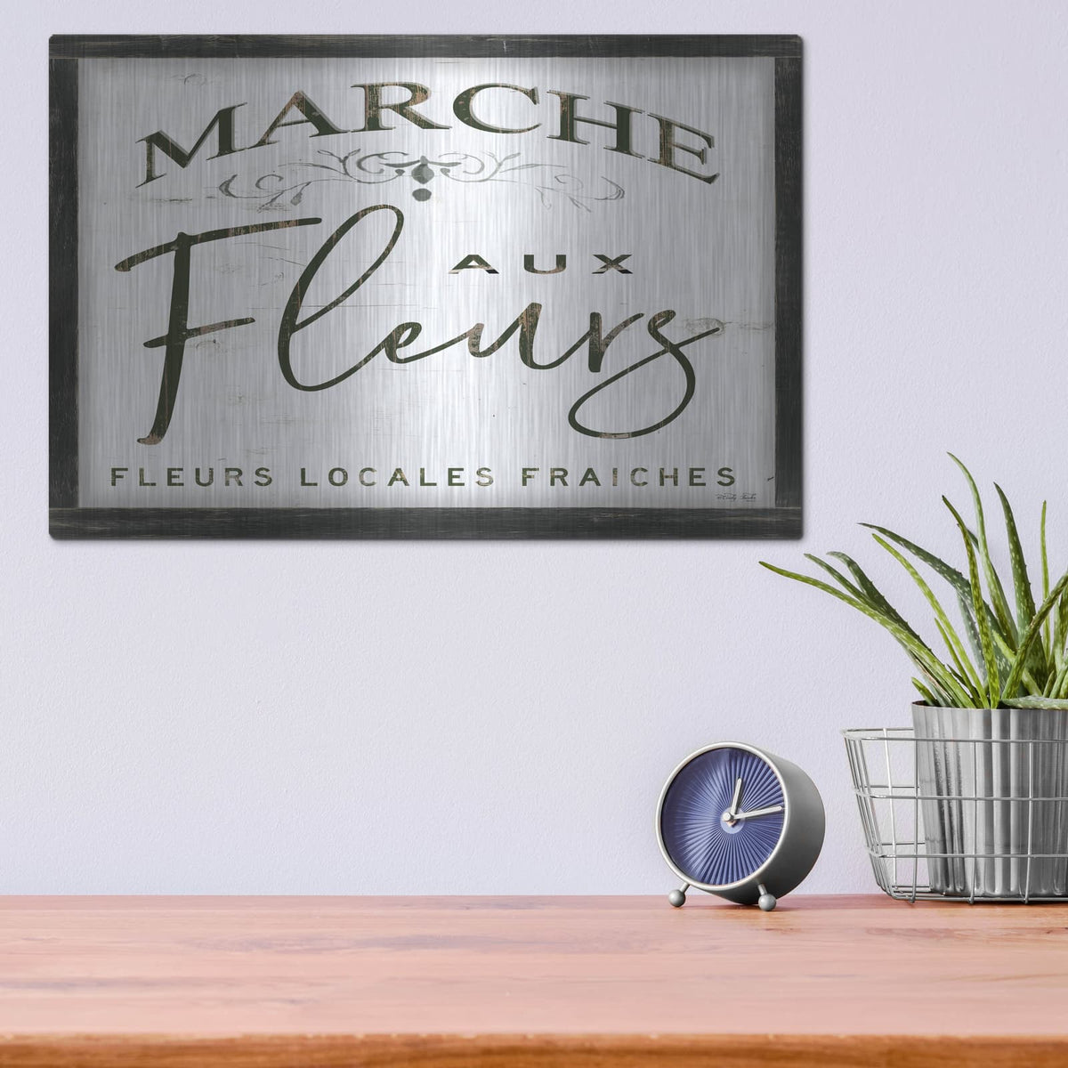 'Fleurs Sign I' by Cindy Jacobs – Metal Wall Art, 16x12 room view