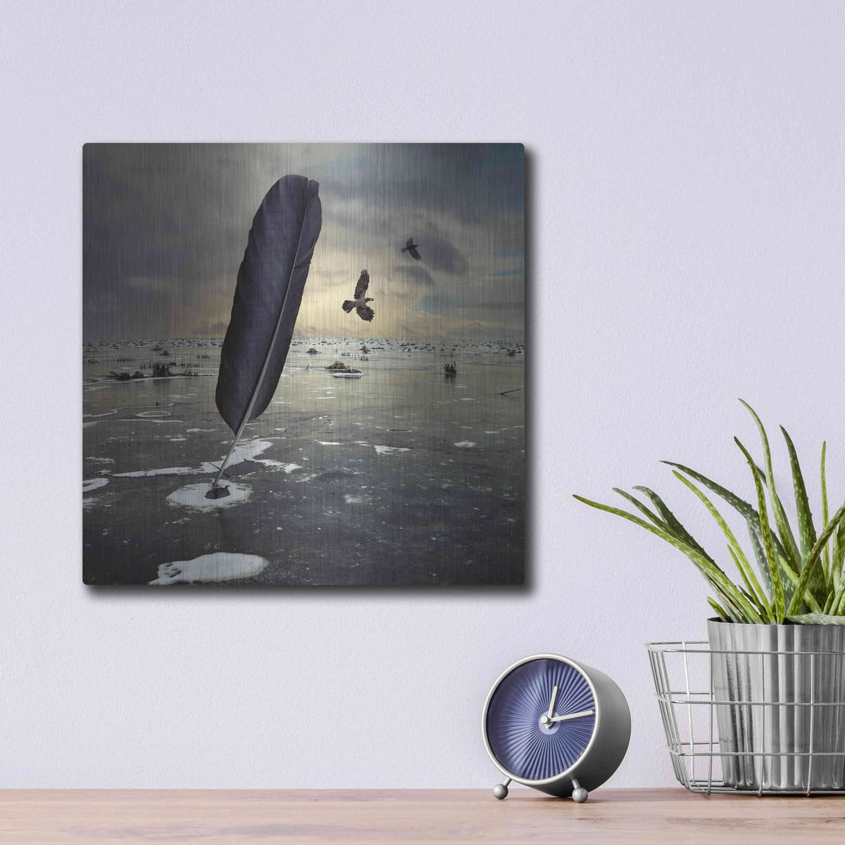 'Featherland' by Dariusz Klimczak – Metal Wall Art, 12x12 room view