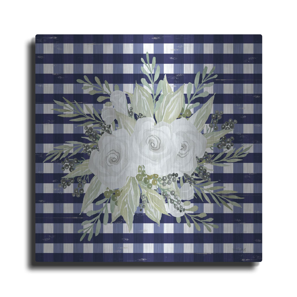 'Navy Floral II' by Cindy Jacobs – Metal Wall Art