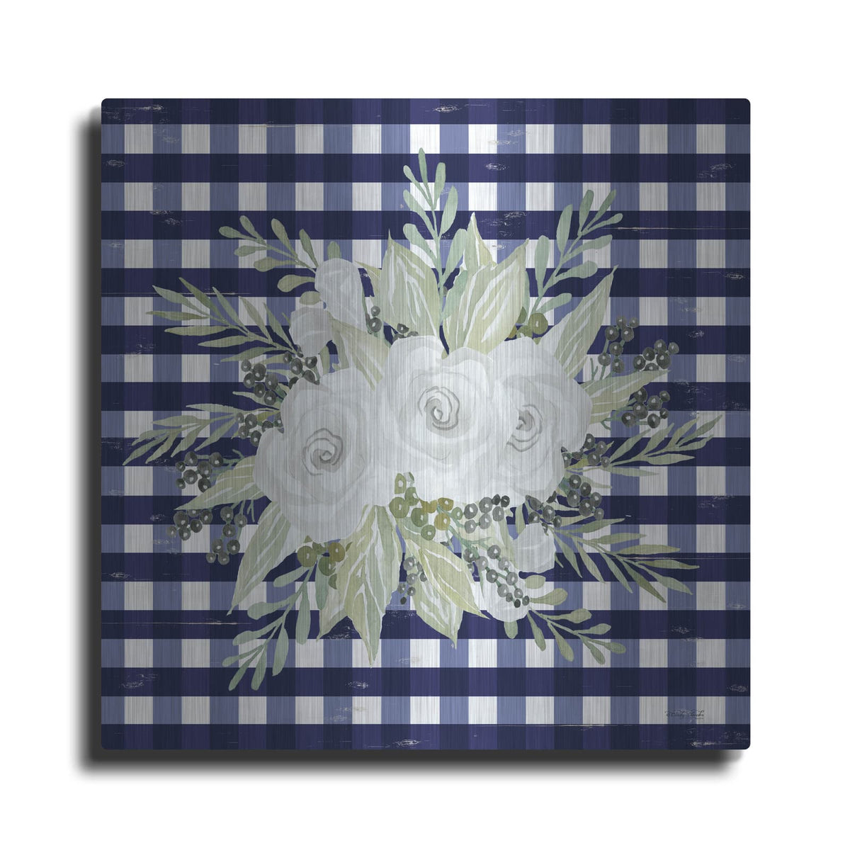 'Navy Floral II' by Cindy Jacobs – Metal Wall Art