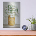 'Gold Jar with White Flowers' by Cindy Jacobs – Metal Wall Art, 12x16 room view