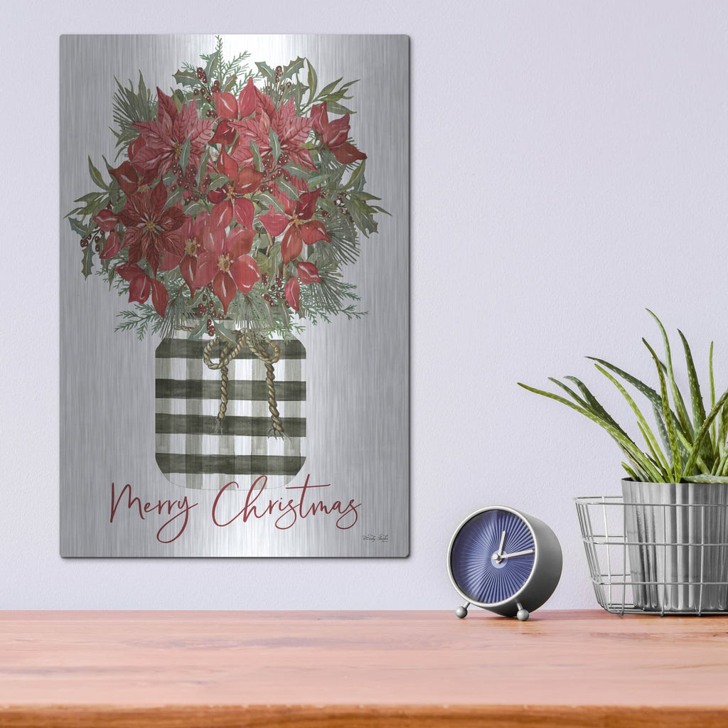 'Merry Christmas Poinsettia' by Cindy Jacobs – Metal Wall Art, 12x16 room view