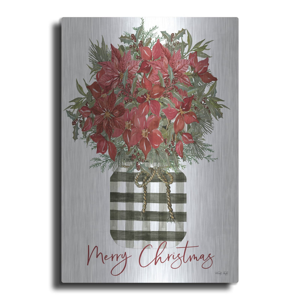 'Merry Christmas Poinsettia' by Cindy Jacobs – Metal Wall Art