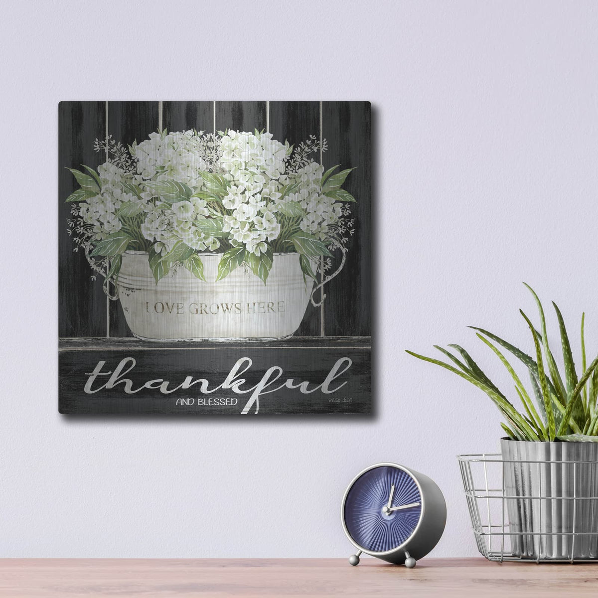 'Thankful & Blessed' by Cindy Jacobs – Metal Wall Art, 12x12 room view