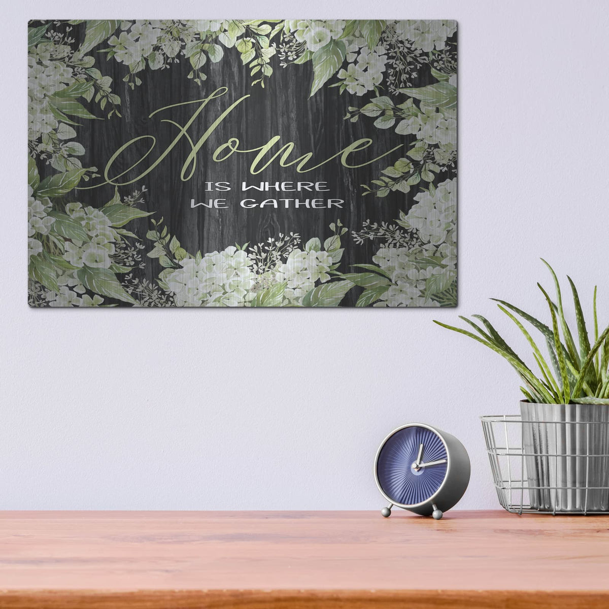 'Home is Where We Gather' by Cindy Jacobs – Metal Wall Art, 16x12 room view