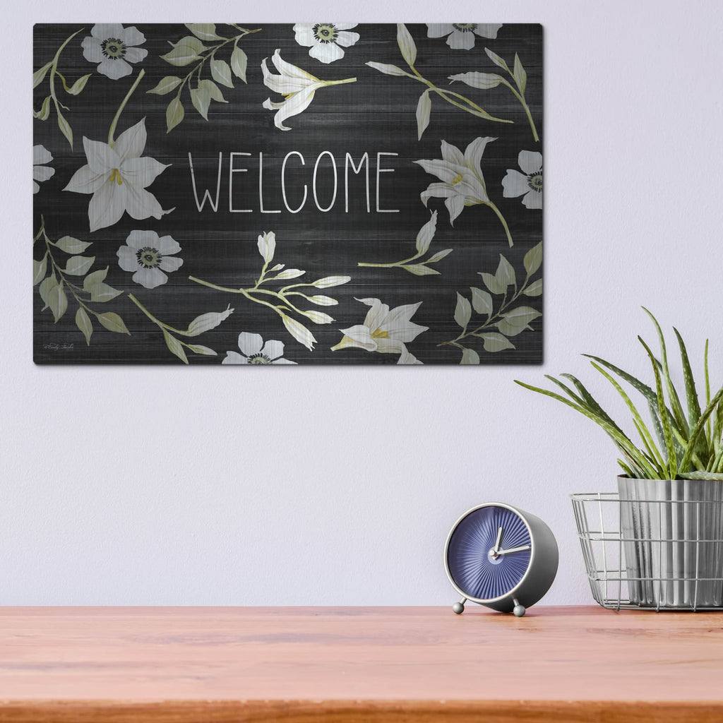 'Welcome Lilies' by Cindy Jacobs – Metal Wall Art, 16x12 room view