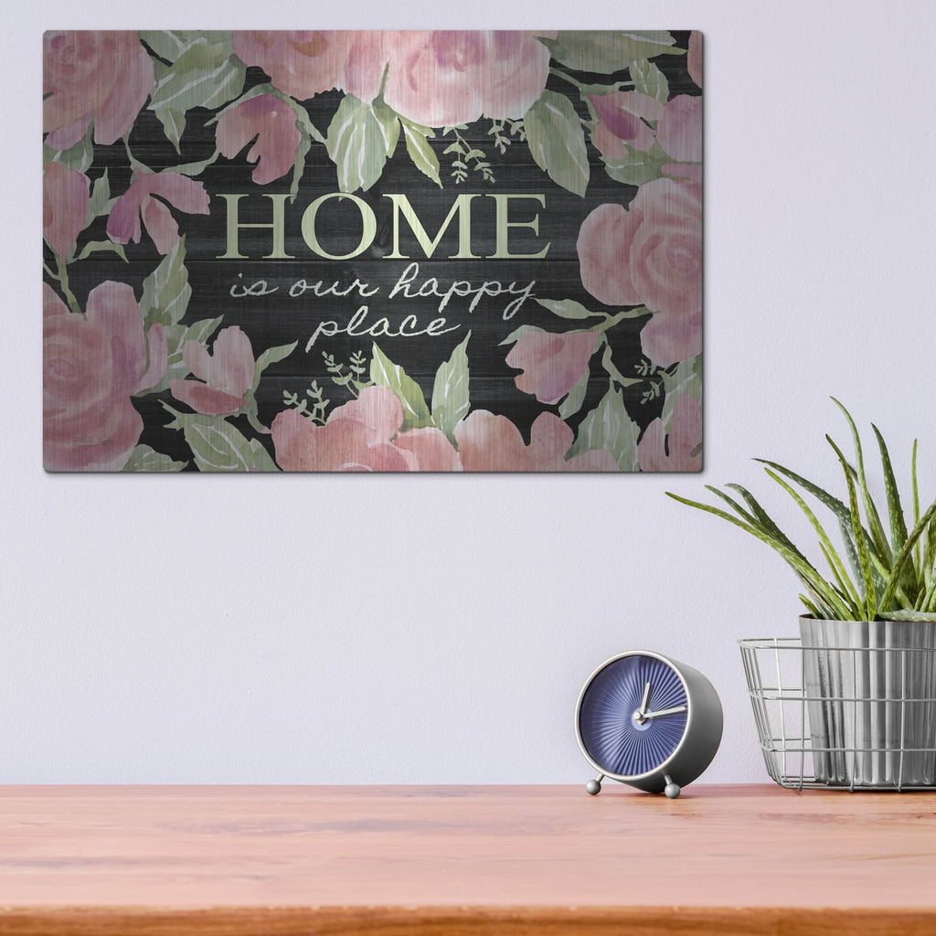 'Home is Our Happy Place' by Cindy Jacobs – Metal Wall Art, 16x12 room view