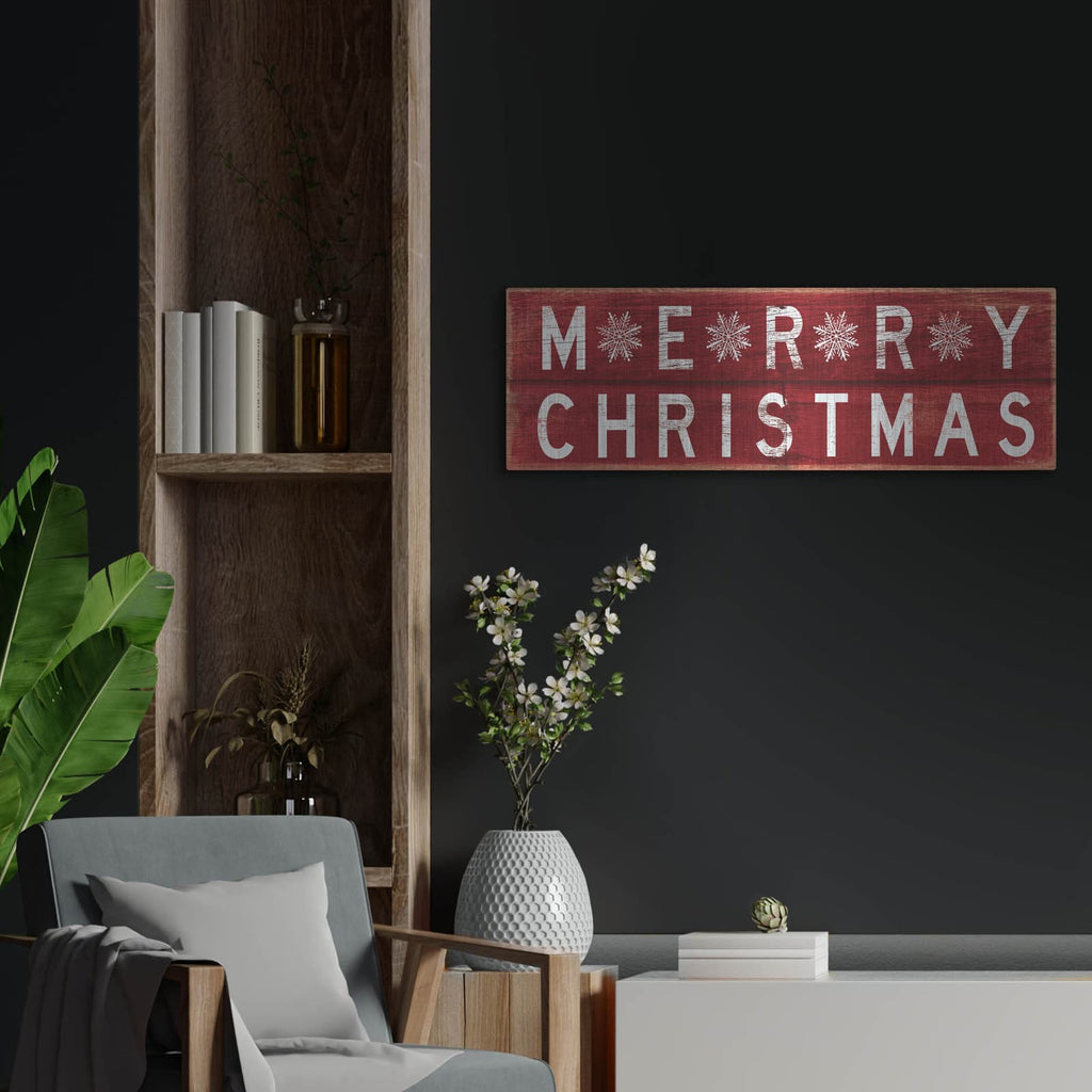 'Merry Christmas Sign 2' by Cindy Jacobs – Metal Wall Art, 36x12 room view