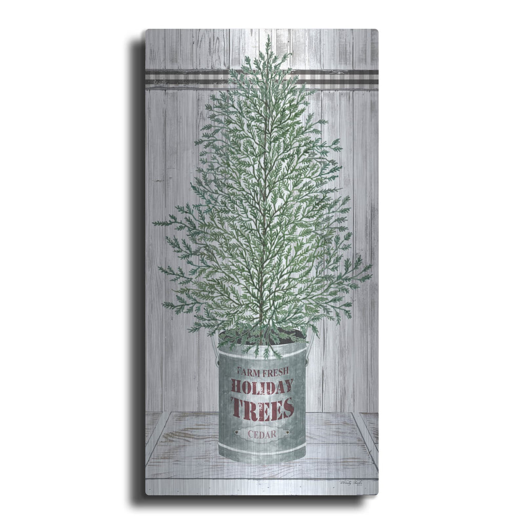 'Galvanized Pot Cedar' by Cindy Jacobs – Metal Wall Art