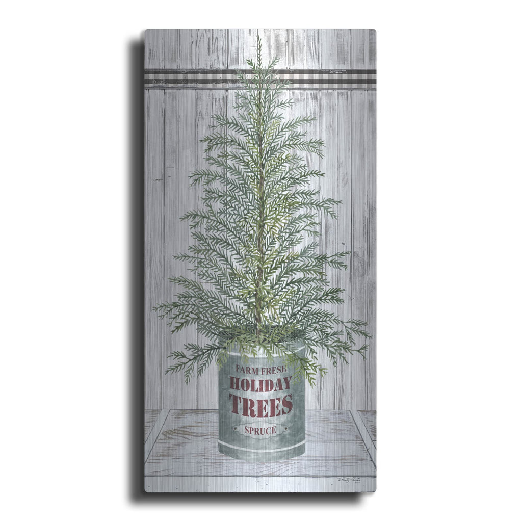 'Galvanized Pot Spruce' by Cindy Jacobs – Metal Wall Art