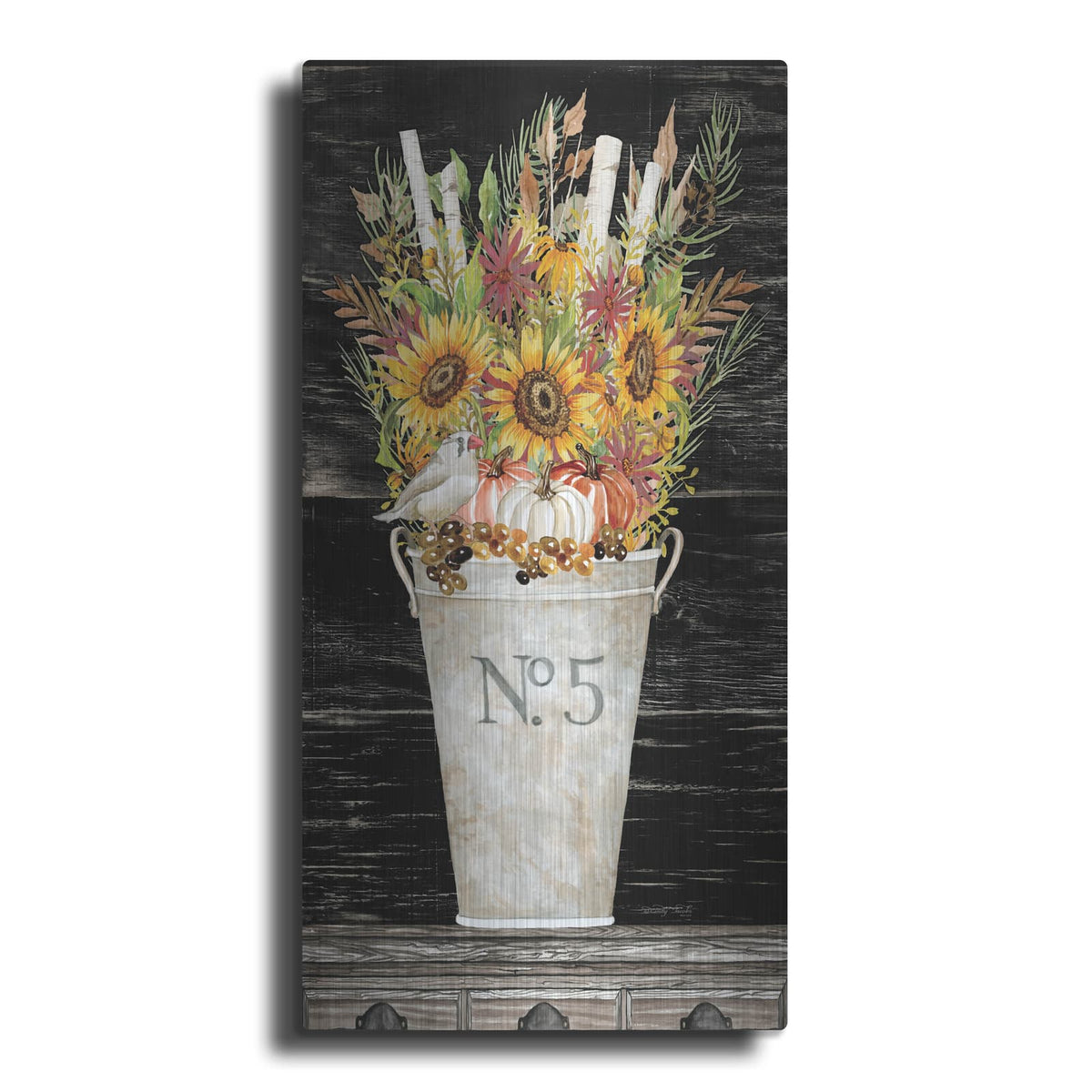 'No. 5 Fall Flowers and Birch 1' by Cindy Jacobs – Metal Wall Art