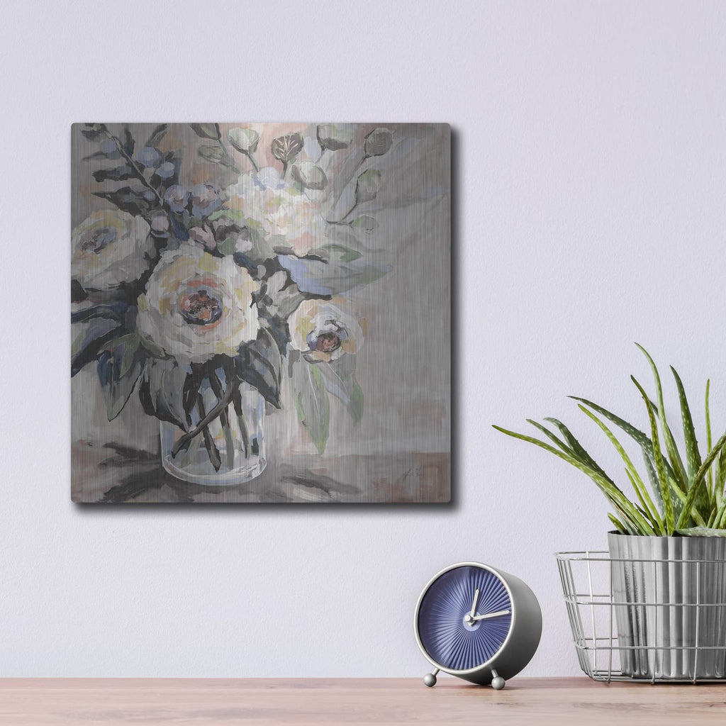 'Delighted Greige' by Jeanette Vertentes – Metal Wall Art, 12x12 room view