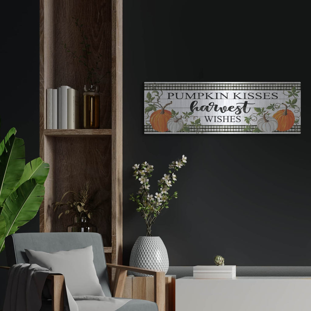 'Pumpkin Kisses' by Cindy Jacobs – Metal Wall Art, 36x12 room view