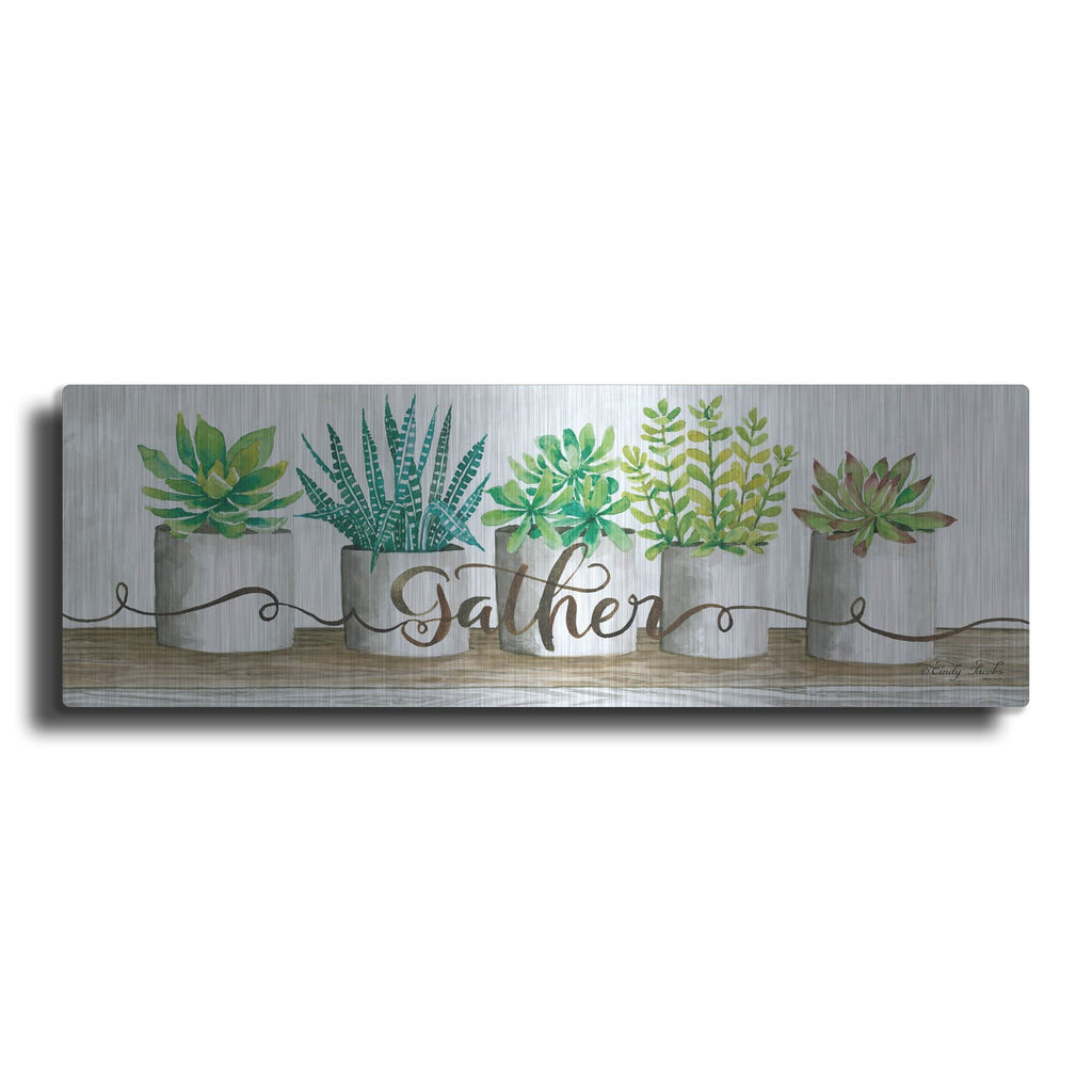 'Gather Succulent Pots' by Cindy Jacobs – Metal Wall Art