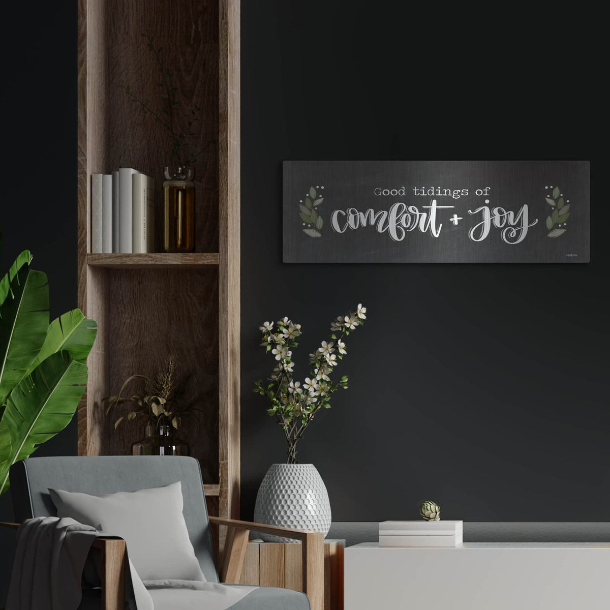 'Comfort & Joy' by Imperfect Dust – Metal Wall Art, 36x12 room view