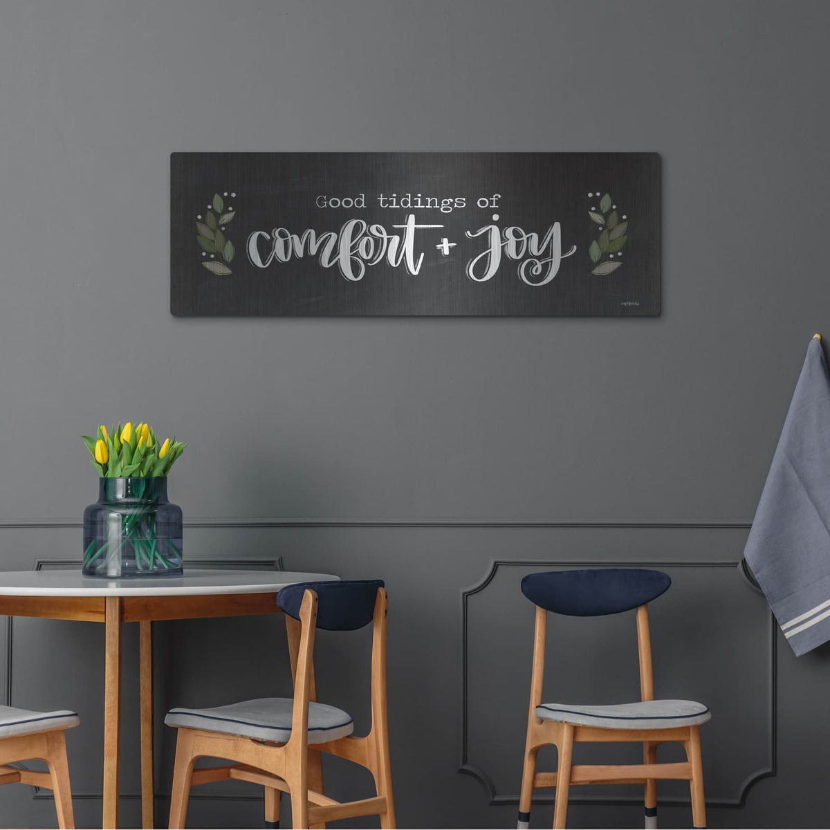 'Comfort & Joy' by Imperfect Dust – Metal Wall Art, 48x16 room view