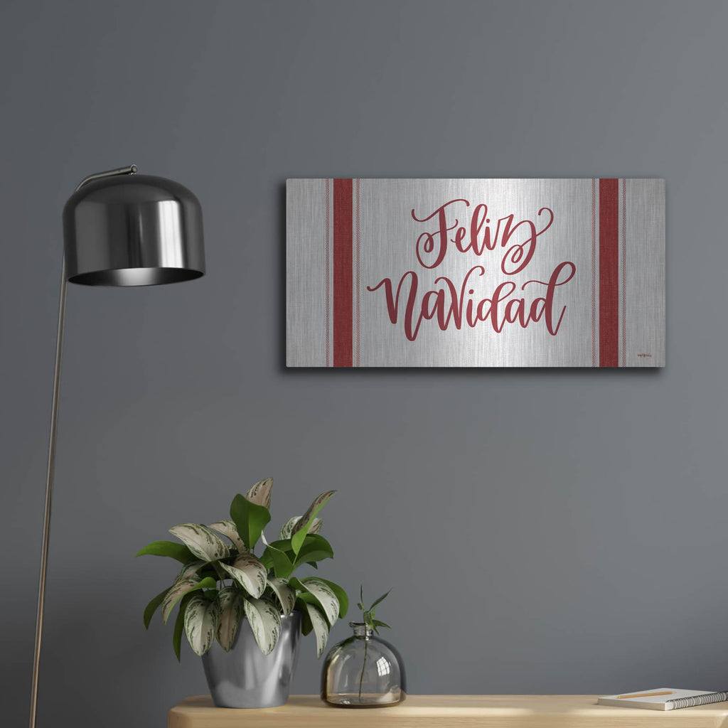 'Feliz Navidad' by Imperfect Dust – Metal Wall Art, 24x12 room view