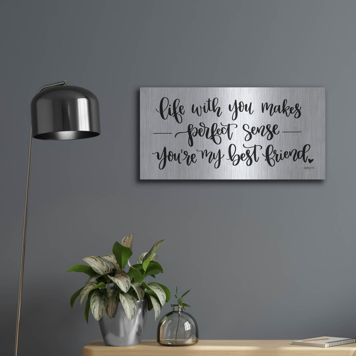 'You're My Best Friend' by Imperfect Dust – Metal Wall Art, 24x12 room view
