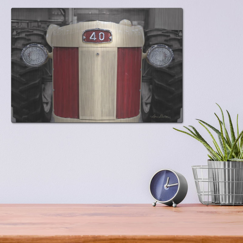 'Tractor Close Up MF40' by Lori Deiter – Metal Wall Art, 16x12 room view
