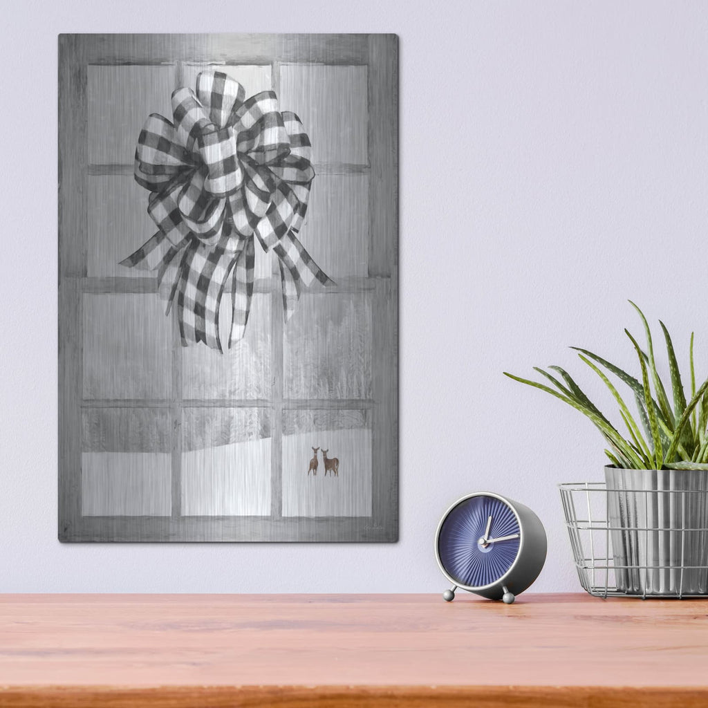 'Christmas Deer with Bow' by Lori Deiter – Metal Wall Art, 12x16 room view