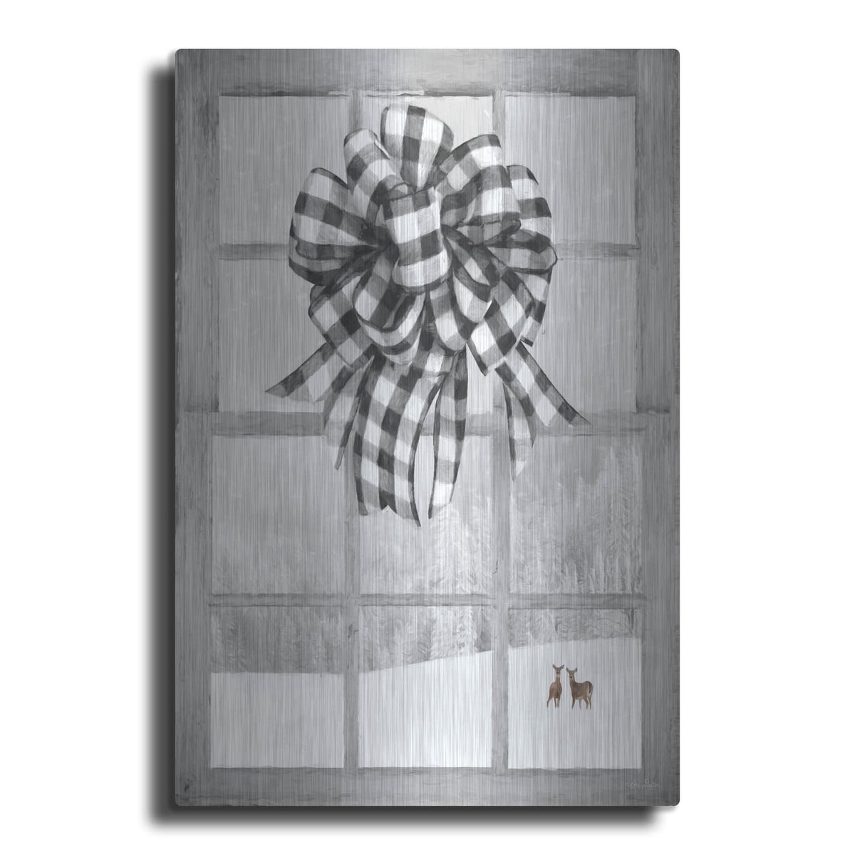 'Christmas Deer with Bow' by Lori Deiter – Metal Wall Art