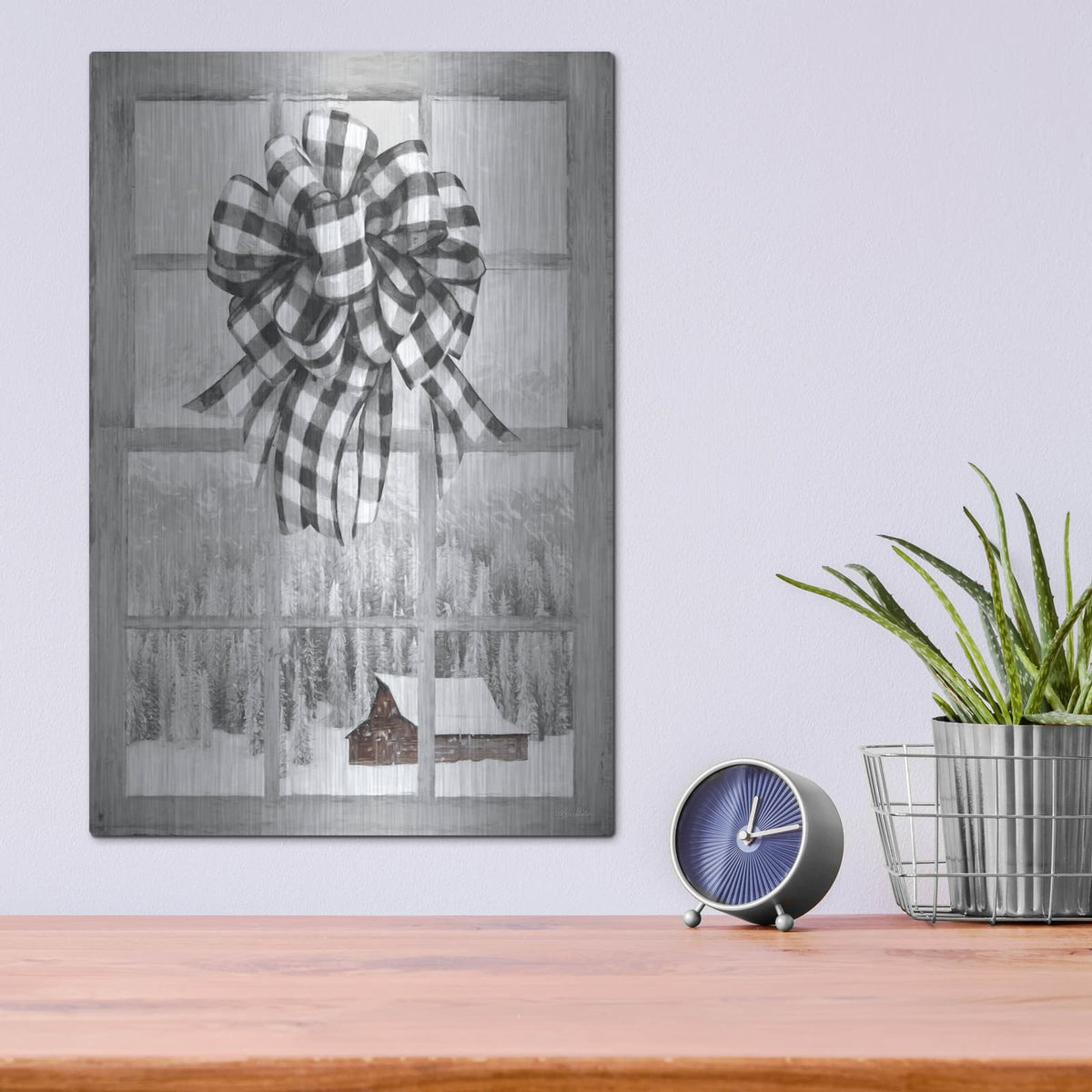 'Christmas Barn with Bow' by Lori Deiter – Metal Wall Art, 12x16 room view