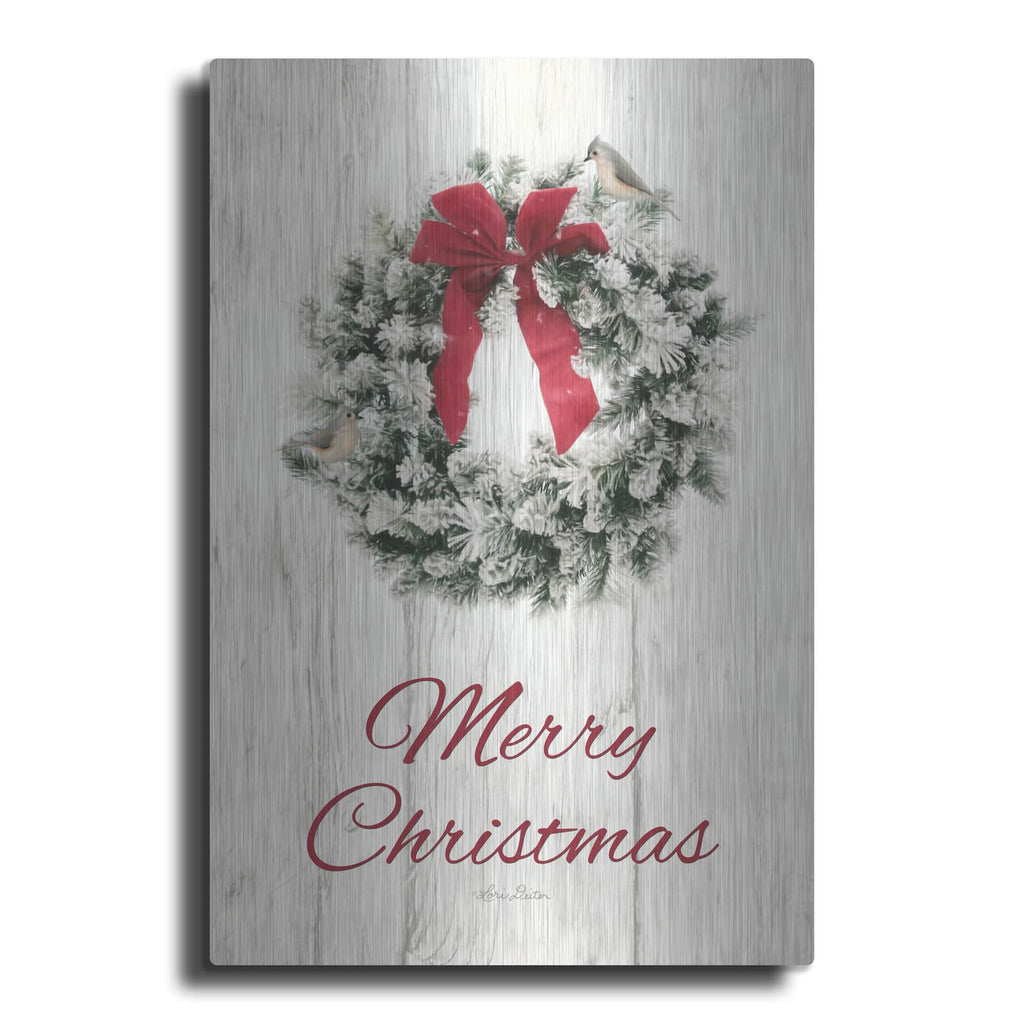 'Titmouse Merry Christmas Wreath' by Lori Deiter – Metal Wall Art