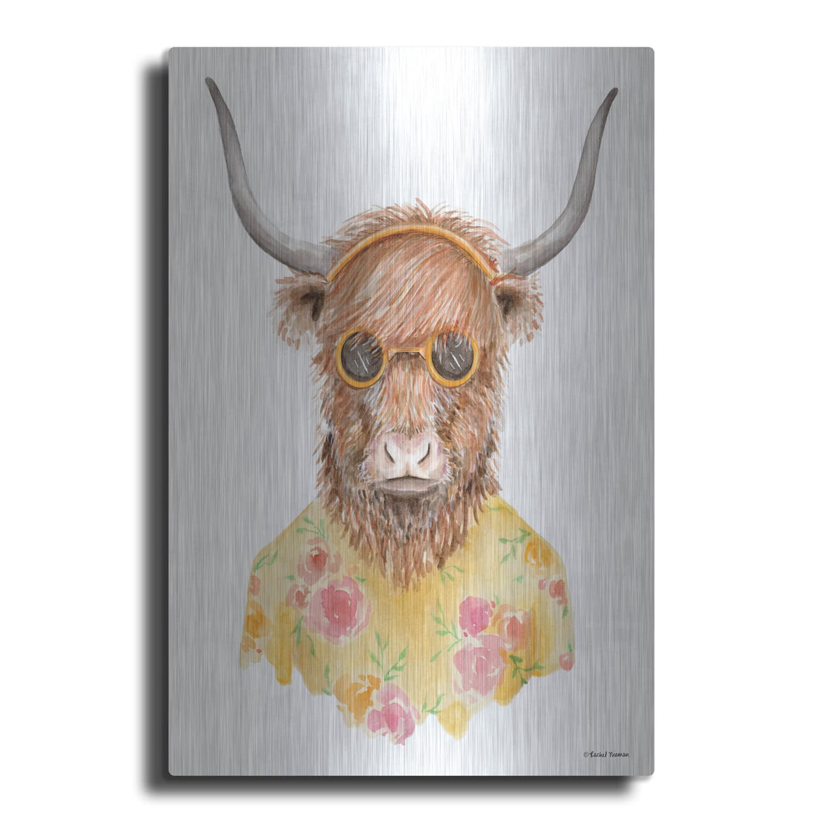 'Yak in Yellow' by Rachel Nieman – Metal Wall Art