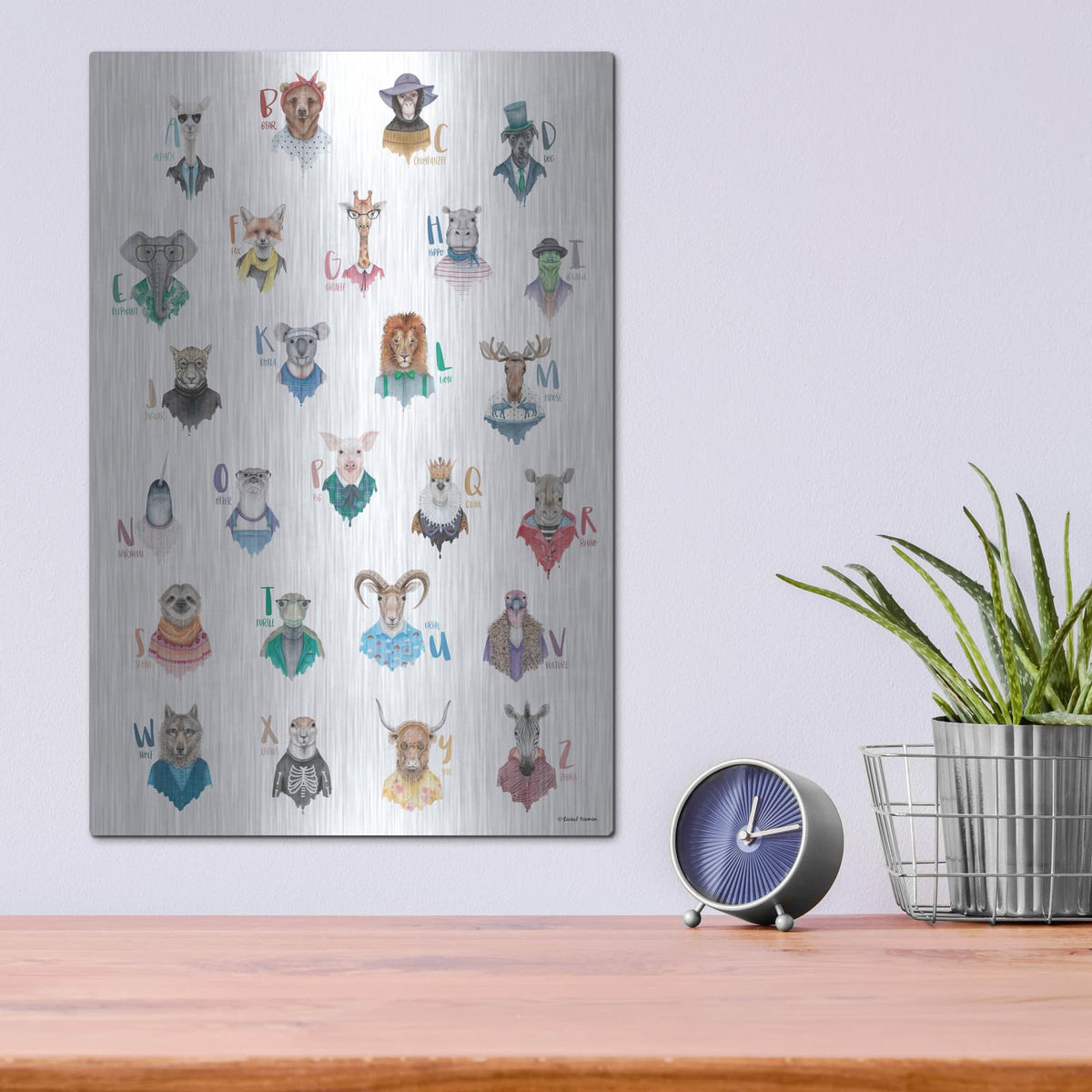 'Animal Alphabet Poster' by Rachel Nieman – Metal Wall Art, 12x16 room view